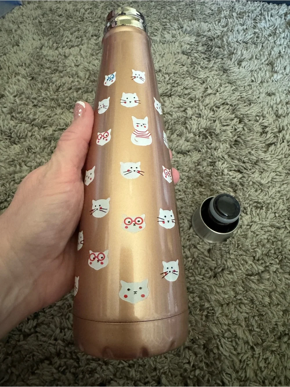 S'ip by S'well Rose Gold Cat Print Insulated Water Bottle – 15 oz